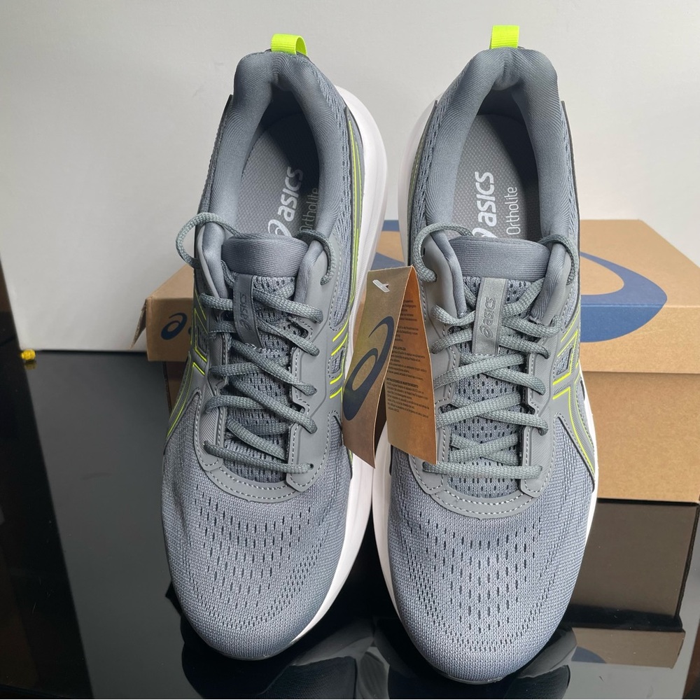 ASICS Gel-Contend 9 Men 11.5 Steel Grey Saftey Yellow Running Athletic Shoes NEW - Picture 6 of 9